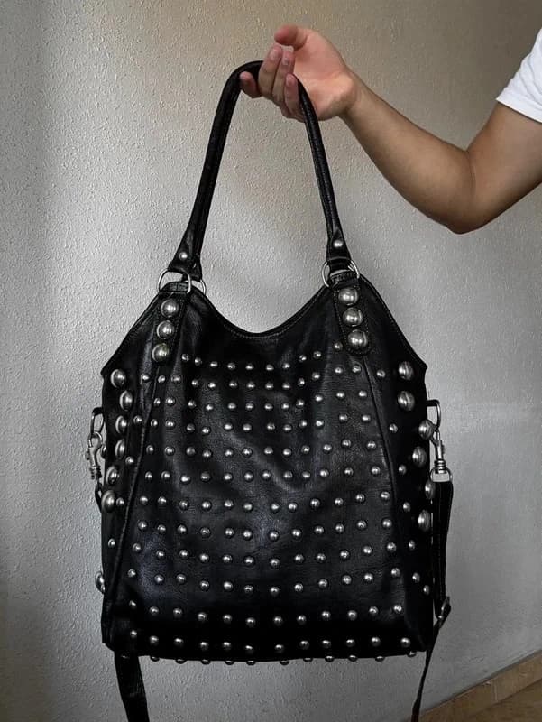 [DE] Vintage Y2K Genuine Leather Black Handbag