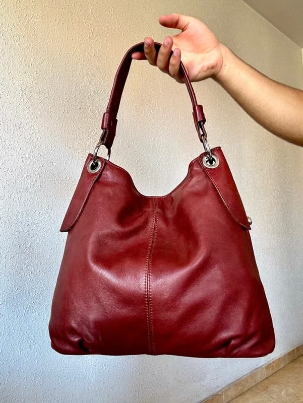 [DE] Vintage Y2K Genuine Leather Burgundy Handbag