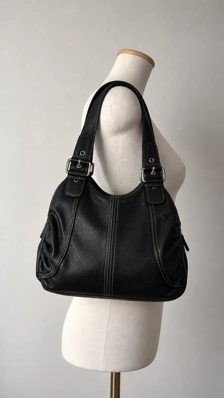 Vintage Y2K Genuine Leather Black Handbag