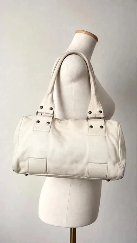 Vintage Y2K Genuine Leather warm ivory / cream Handbag