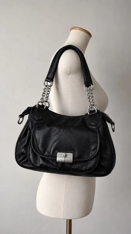 Vintage Y2K Black Handbag with Silver details