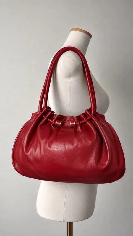 Vintage Y2K Genuine Leather Red Handbag