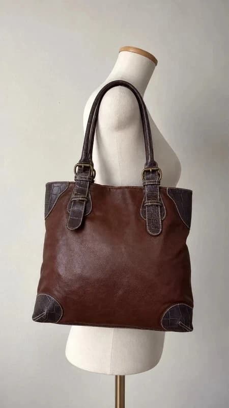 Vintage Y2K Genuine Leather Brown Handbag