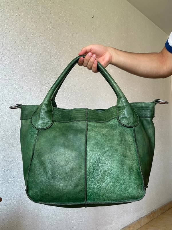 Vintage Y2K Genuine Leather Liebeskind Large Green Handbag